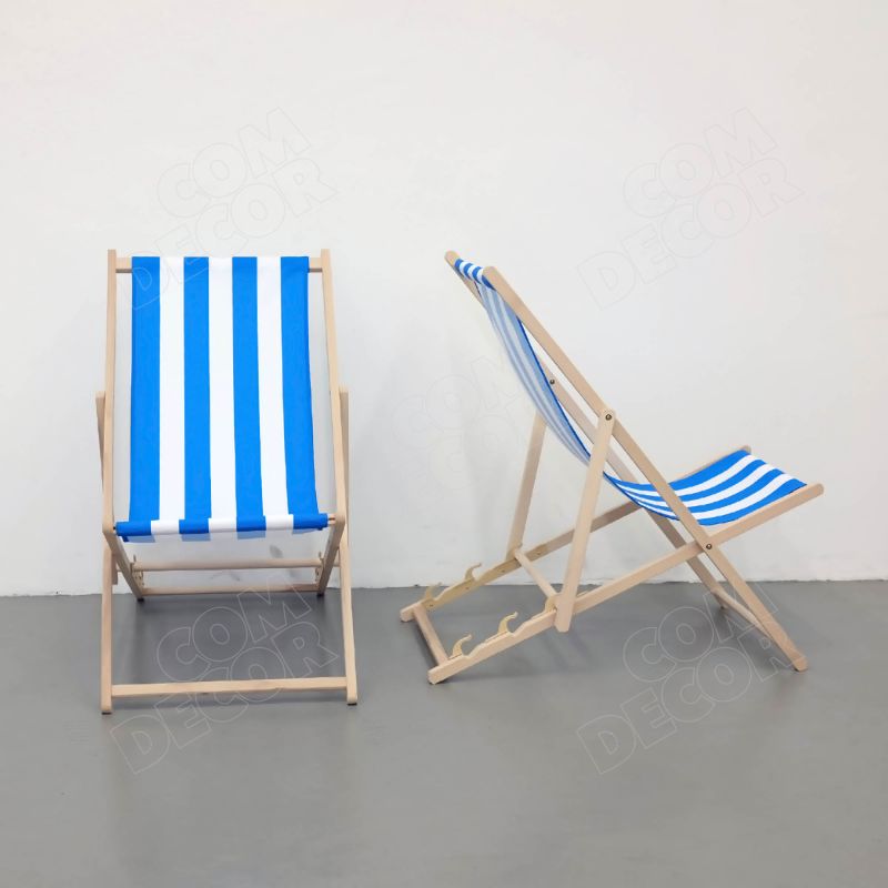 Beach chairs with striped fabric