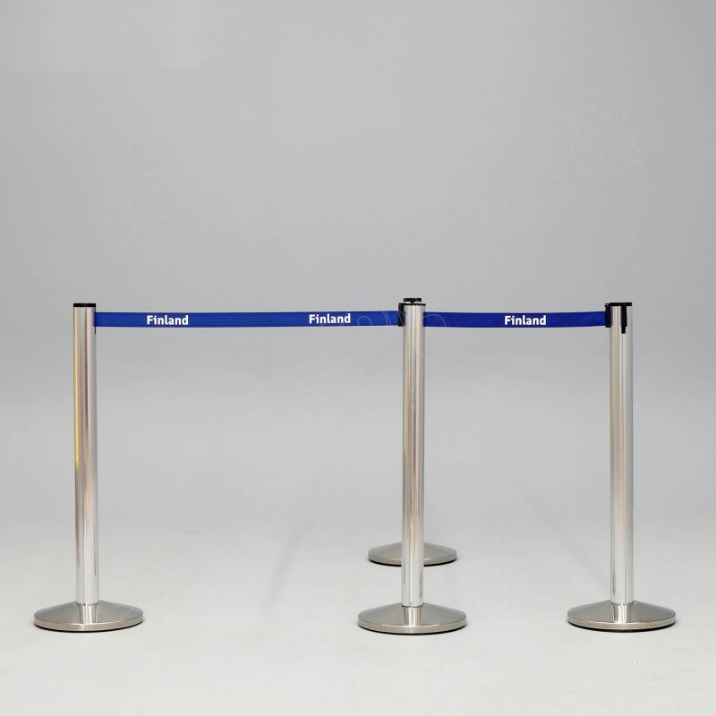 Queue barriers with printed barrier belt